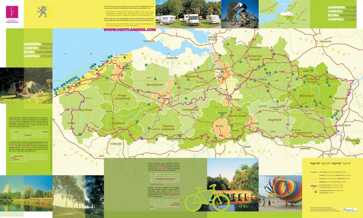 Bélgica parques de campismo em um mapa