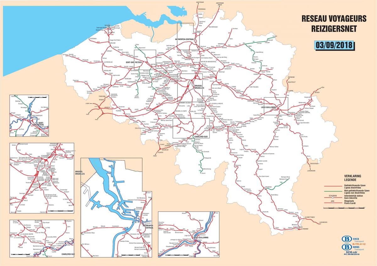 Bélgica estações de trem mapa