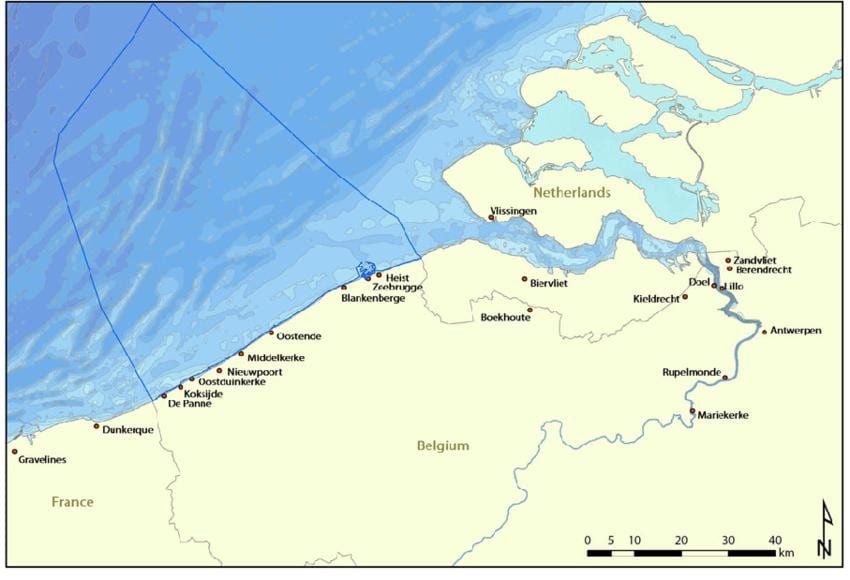Mapa da Bélgica costa