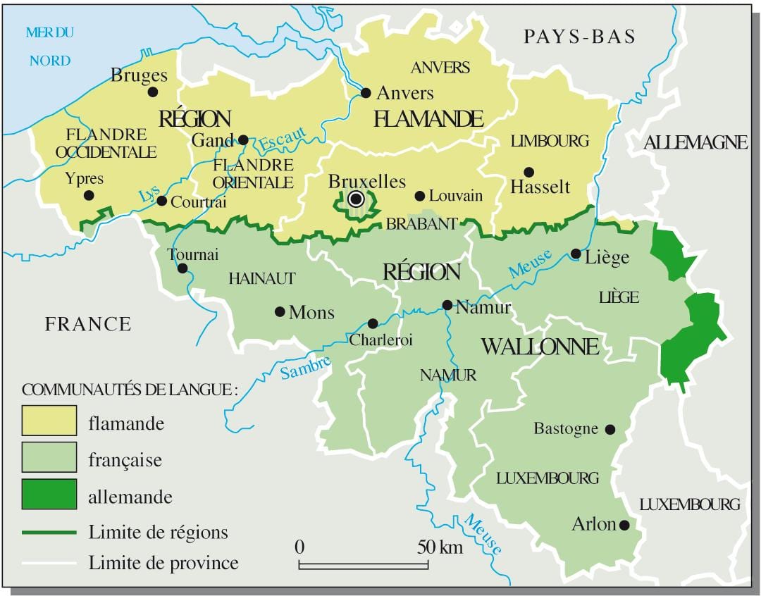 de língua francesa da Bélgica mapa