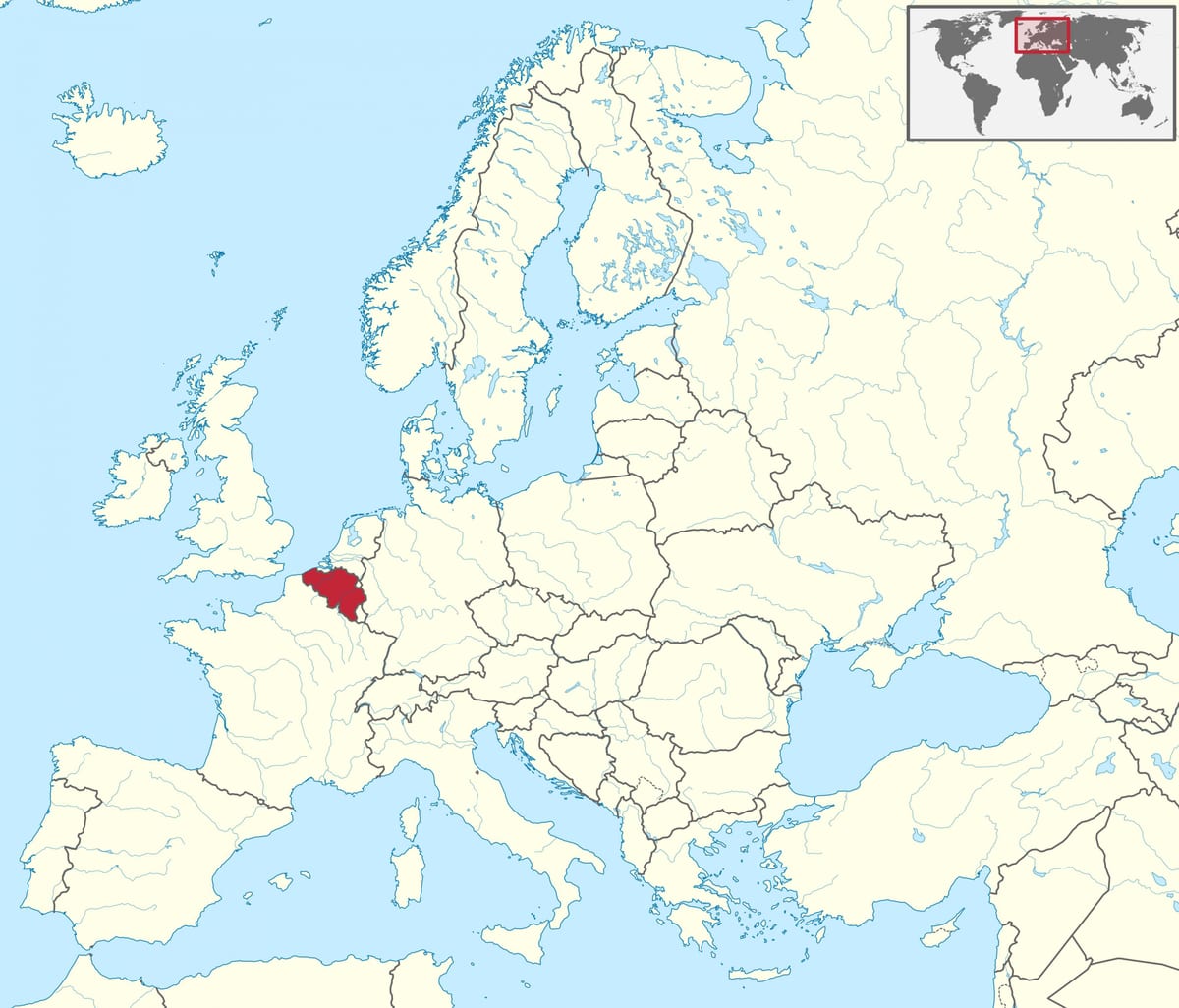 mapa da Bélgica e da europa