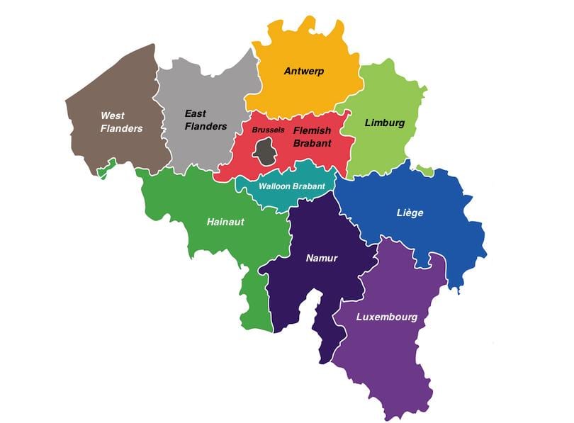 Bélgica províncias mapa