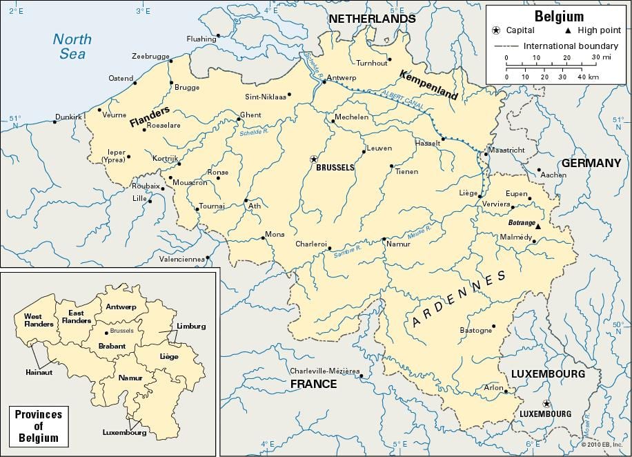 Mapa da Bélgica rio