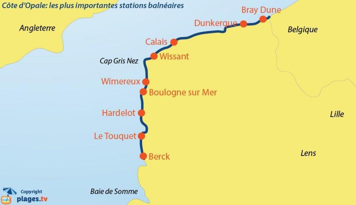 Mapa da Bélgica praias