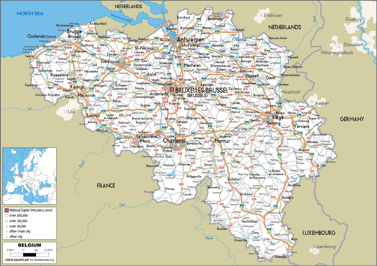 Mapa da estrada Bélgica