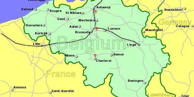 Aeroportos na Bélgica mapa