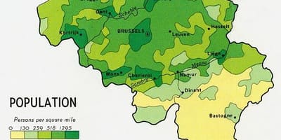 Mapa da Bélgica população