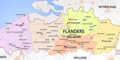 Mapa da flandres, Bélgica